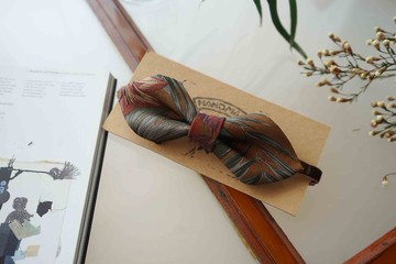 古董領帶改製手工絲質領結-傷春悲秋秋-深棕-寬版