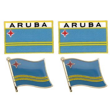 A-ONE 匯旺 阿魯巴國旗刺繡 + 國旗別針 Set  阿魯巴國旗  2組