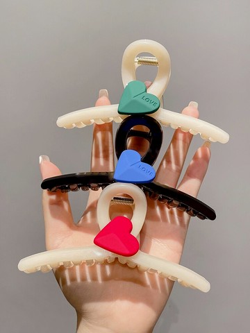 高級感愛心發夾女大號發量多抓夾氣質后腦勺鯊魚夾子頭飾發卡