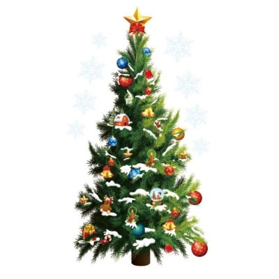 ウォールステッカー 華やかに飾り付けされた クリスマスツリー