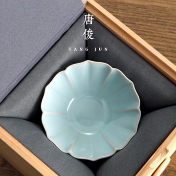 四方亭 汝窯開片茶杯汝瓷杯子茶盞高端女士品茗杯主人杯個人專用