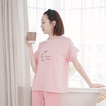 MIT有機棉蛋糕袖居家服-粉/禮物