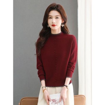 半高領毛衣女士小個子短款內搭打底衫秋冬季2025新款爆款紅色上衣