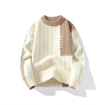 秋冬季新款設計感男青年學生爆款針織帥氣保暖拼色男女毛衣秋冬款鑫弘-衣錦男裝