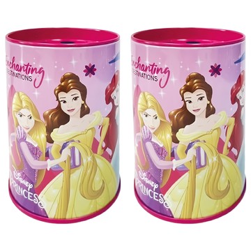 收納王妃 迪士尼公主 筆筒存錢筒  桃粉色  2個