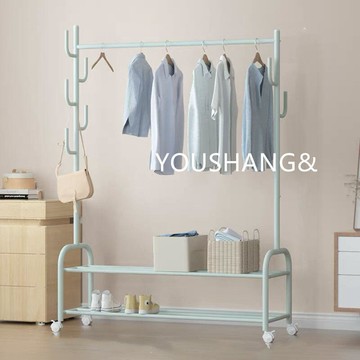 多功能衣架 衣帽架 落地衣架 曬衣架 掛衣架 加粗衣帽架落地衣架臥室學生網紅家用粉色晾衣架單桿簡易置物收納