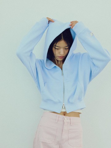 R Basic Crop Hood Zip-up Hoodie