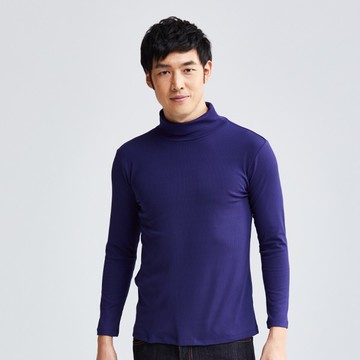 MIT羅紋溫灸刷毛高領發熱衣(湛海藍 男M-XXL)
