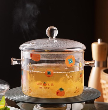 半房 如意玻璃鍋湯鍋可明火燃氣耐高溫家用透明高硼硅小煮鍋燉鍋