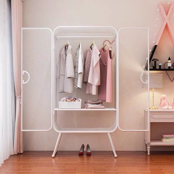 熱銷/免運 衣櫃/衣櫥/臥室 北歐出租房鐵藝全掛式衣柜輕奢開門式帶輪家用臥室女生民宿大容量