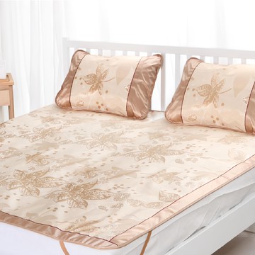 Cotton Field 棉花田傢飾 涼爽冰絲藤蓆  藤蓆180 x 186cm + 枕套50 x 75cm 2個  楓葉寄情 淺棕色