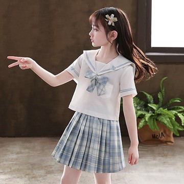女童jk制服裙子夏季小學生連衣裙兒童裝學院風套裝女孩百褶裙夏裝