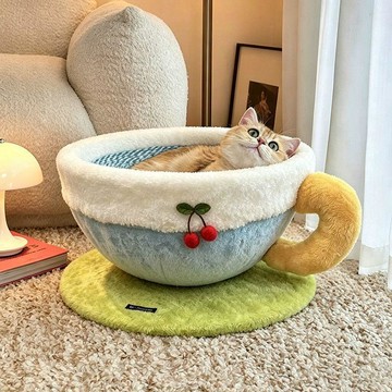 茶杯貓窩 貓抓板 貓窩 耐磨 不掉屑 貓抓柱 半封閉貓抓盆 貓玩具 磨爪器 貓窩 寵物用品 高顏值貓窩 茶杯造型 禮物