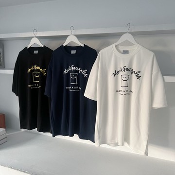 【PAGANS STORE】韓國 Mark Gonzales 塗鴉 小飛人 方塊 吐司 微笑 卡通 情侶 短袖 短Tee