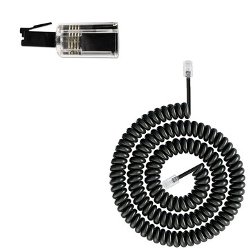 Fujiei 360度多向旋轉頭有效解決電話線糾結的煩惱3米電話聽筒加長捲線+360防繞旋轉頭  黑色款