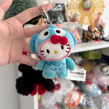 丑魚變裝hellokitty包包掛件可愛書包毛絨小公仔玩偶掛飾kt貓禮物