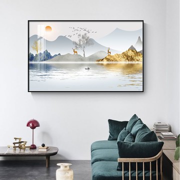 【臺灣公司 可打統編】免運 掛畫 裝飾畫 餐廳裝飾畫單副現代簡約客廳掛畫橫版石來運轉臥室玄關進門柜壁畫 可開發票 全館五折 工廠現貨直銷 新品特價 z10076