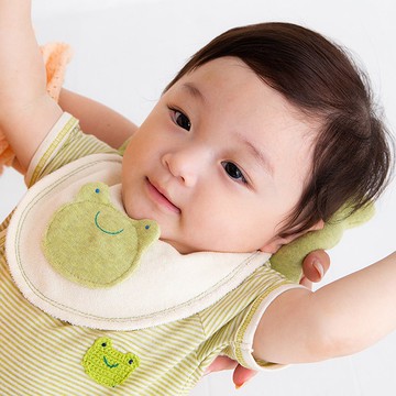 100%純棉日本製口水巾 圍兜-青蛙