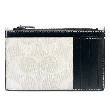 COACH 男款C LOGO多卡夾層信用卡名片夾零錢包(白/黑)