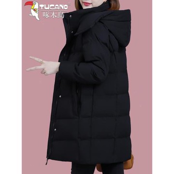 啄木鳥中長款羽絨棉服女士冬季2025新款今年流行爆款媽媽棉衣外套