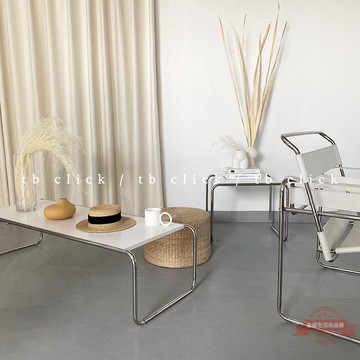 長方形桌子極簡設計師中古不銹鋼茶幾拉齊奧邊幾矮桌子方形套幾