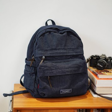 貓西CATWEST設計簡約休閒背包牛仔雙肩包日常大容量旅行背包深色