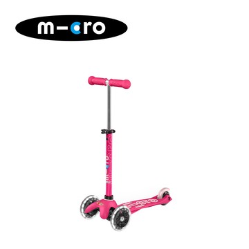 Micro - 瑞士 Mini Deluxe LED發光輪 兒童滑板車-粉紅色