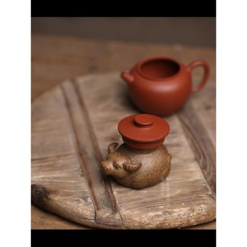牛轉乾坤壺蓋置 陶砂底座紙鎮小茶寵生肖送禮茶玩小擺件家居蓋托