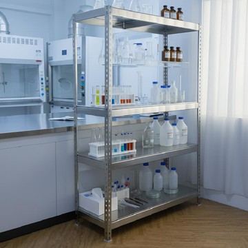 全不鏽鋼免螺絲角鋼收納層架｜全304不鏽鋼｜實驗室級｜四層｜120x45x180cm