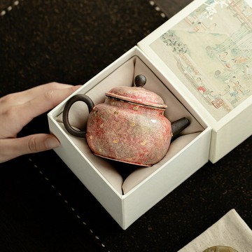『百貨屋二號』復古巖礦彩陶小容天壺復古手工陶瓷泡茶壺中式功夫茶具單壺帶禮盒