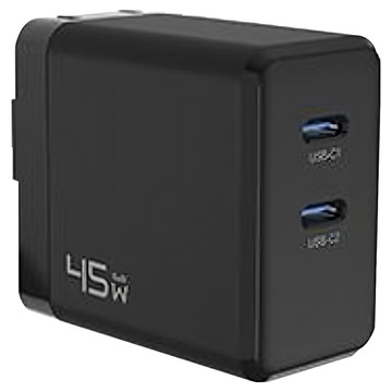 SEEK 45W GaN 電源供應器 雙Type-C快充頭 手機/平板/筆電充電器  1個  黑色
