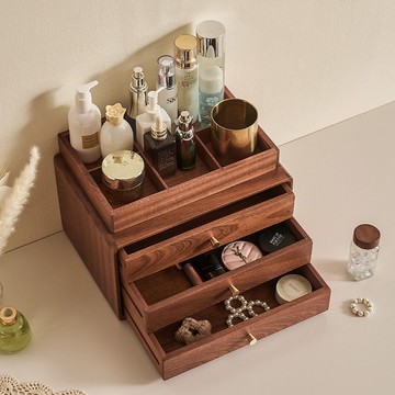 【台灣公司 可打統編】首飾收納盒大容量高檔實木ins抽屜式多層多分格置物盒桌面整理架  y8185