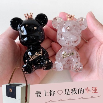 [快速出貨]【彤恩時尚】幸運愛上你 ✦水晶情人熊禮盒// 情人節禮物 新婚禮物 結婚紀念日 週年禮物 // 白水晶 黑曜石