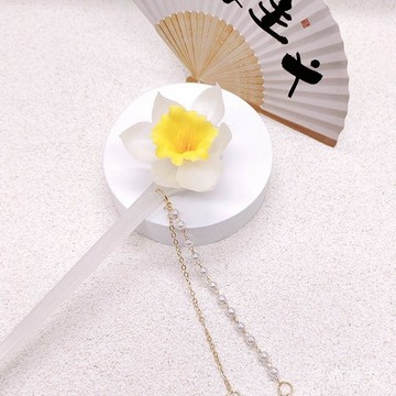 古風黃色花朵 醋痠髮簪 新中式高級感簪子 流蘇步搖漢服盤髮髮飾髮釵
