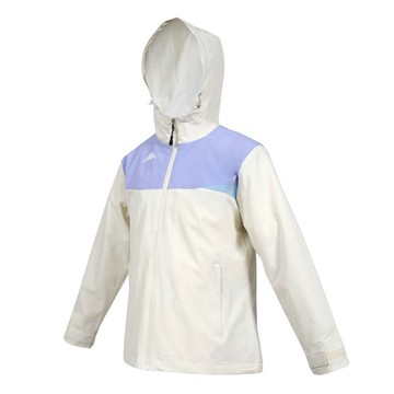 KAPPA 女內磨毛防水連帽外套-防潑水 慢跑 運動 休閒 上衣 33221SW-870 米白紫