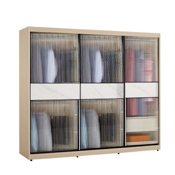 文創集 維爾泰鋁框7尺玻璃岩板衣櫃(吊衣桿x5＋單抽屜)-211x60x196cm免組