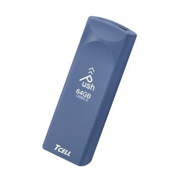 TCELL USB2.0 64GB Push推推隨身碟(普魯士藍)-2入組