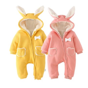 3-6嬰兒保暖加絨百天棉服連體衣