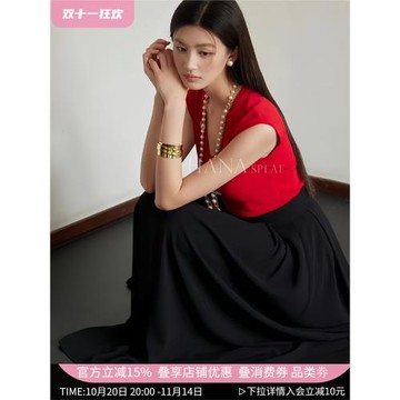 垂感裙子真靈動！走路帶風百搭清涼百褶長款半身裙6925黑色大擺裙