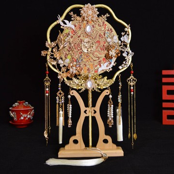 團扇新娘結婚diy材料包手工喜扇秀禾服中式婚禮重工古風扇子