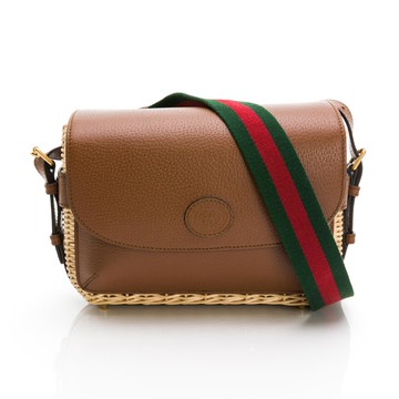 【滿額$11111贈TOM FORD神秘曠野淡香精4ml】Gucci 柳條單肩包(棕色皮革) (多處瑕疵)<展示品>