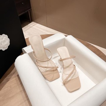 透明涼拖鞋中粗跟2024年新款夏外穿仙女氣質不累腳休閑一字拖鞋女