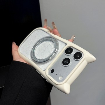 滴膠閃粉旋轉磁吸支架殼 蘋果手機殼 防摔保護殼 適用於 iPhone 18 17 16 15  Pro max