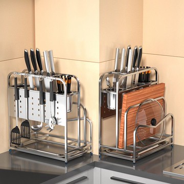 鍋蓋刀具砧板置物架 衛生間放置架置物架廚房家用筷子刀具一體墻上臺放置架廚房專用