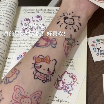 ✨壹灣出貨✨kitty貓紋身貼便宜可愛卡通防水持久手臂貼紙ins風可洗送人閨蜜 紋身貼 防水持久