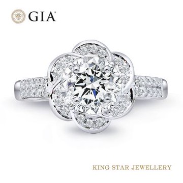 King Star GIA 50分 D VVS2 18K金 天然鑽石戒指 花語(3 Excellent極優 八心八箭)