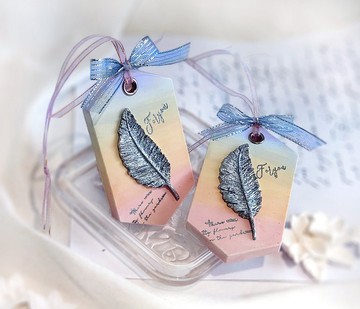 彩虹 羽毛筆 幸福淨化擴香石(精美禮盒)