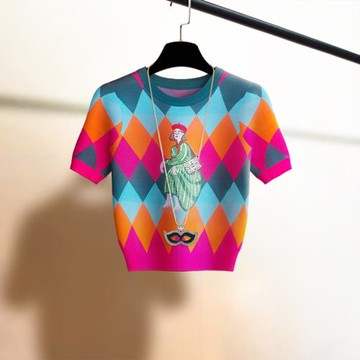 洋氣重工減齡高級感針織T恤打底衫顯瘦體恤漂亮高腰別致上衣女夏