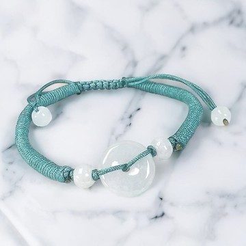 【願‧平安】冰種翡翠平安扣編織手鍊| 天然緬甸玉A貨翡翠 | 送禮