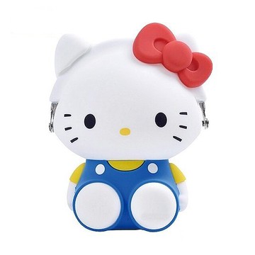 小禮堂 Hello Kitty 造型矽膠收納包 p+g design (白坐姿款)